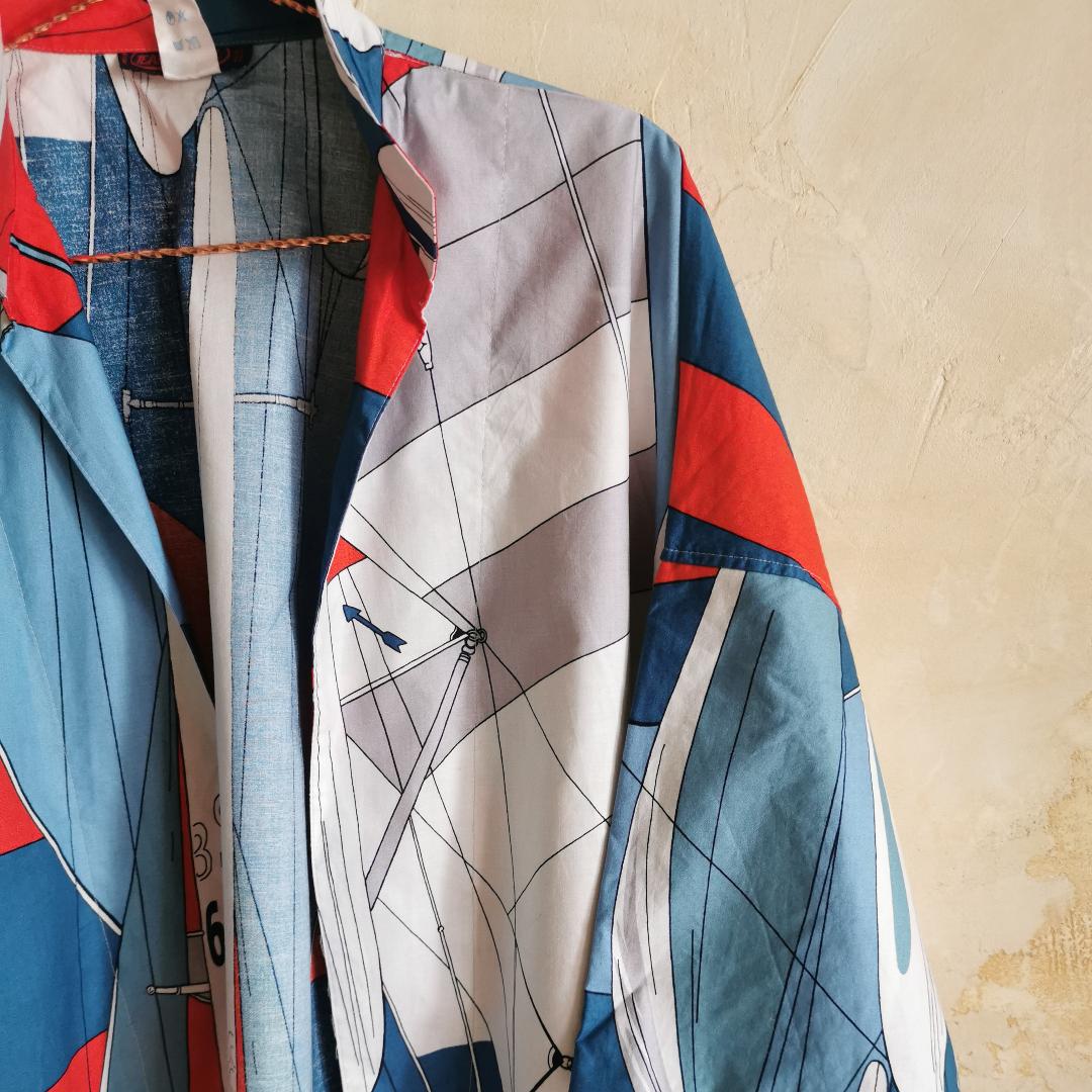 Chemise/veste vintage imprimée bateau
