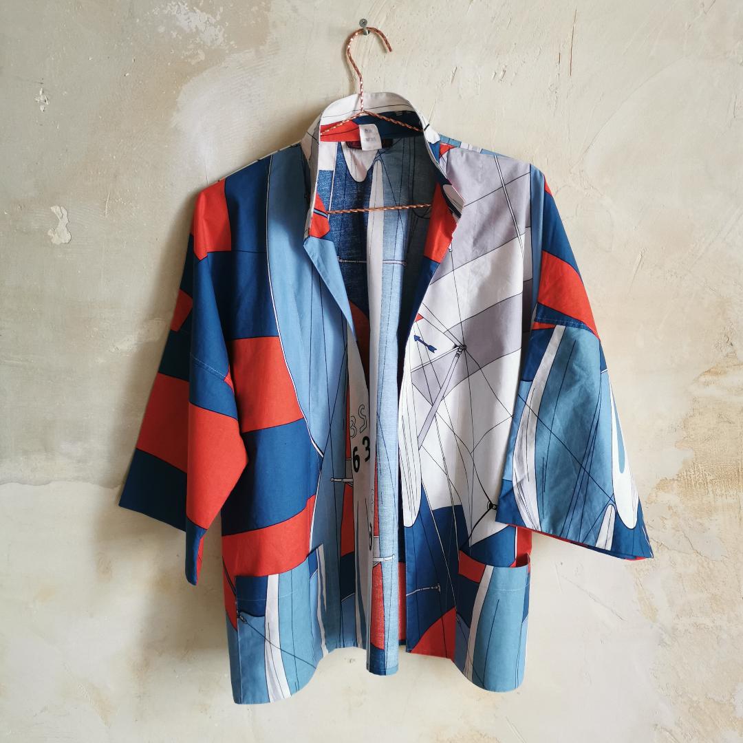 Chemise/veste vintage imprimée bateau