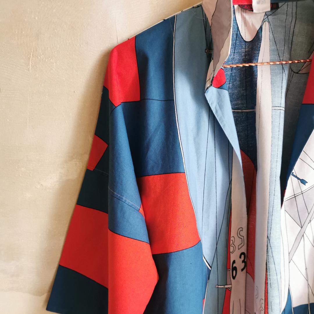 Chemise/veste vintage imprimée bateau