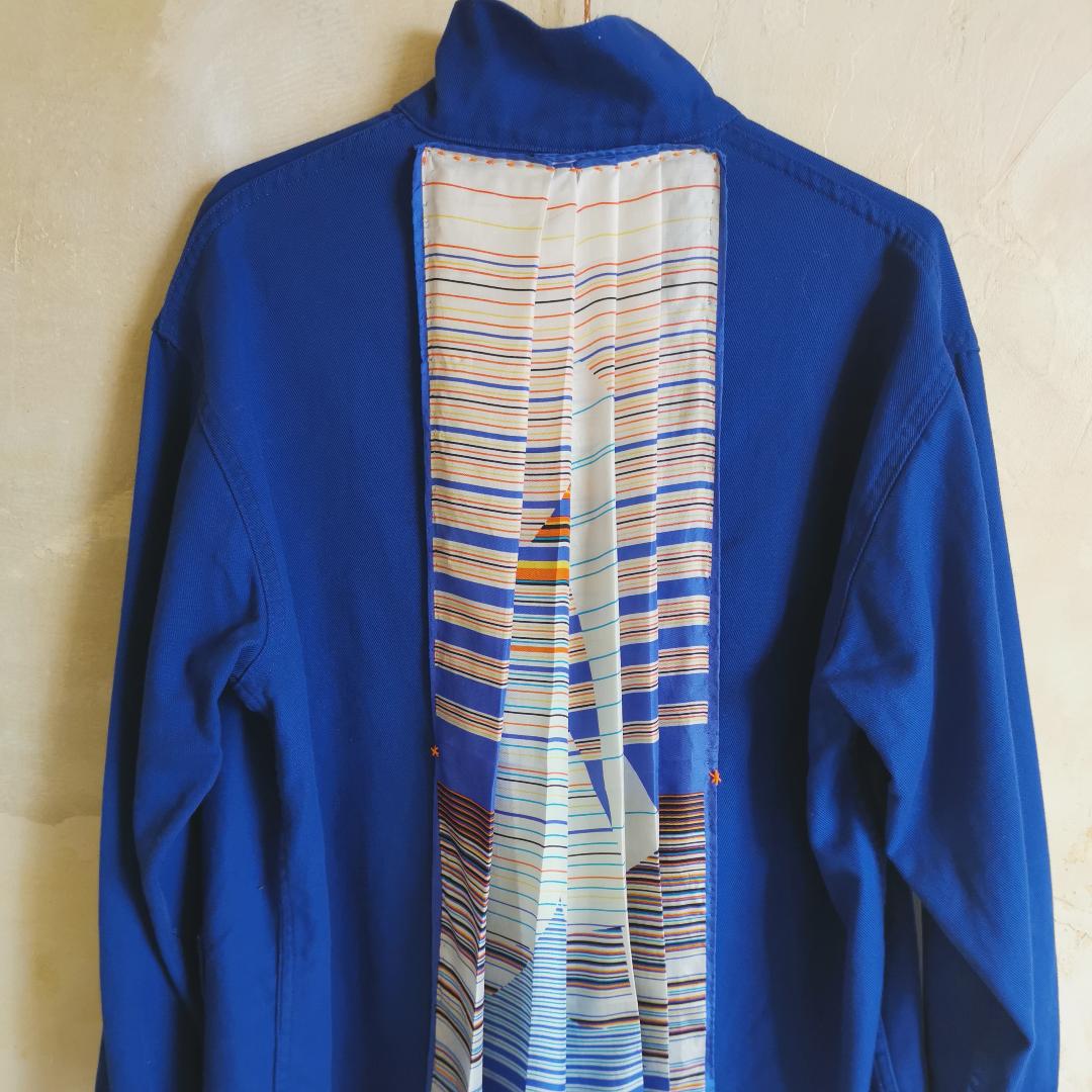 veste bleu de travail vintage revisitée