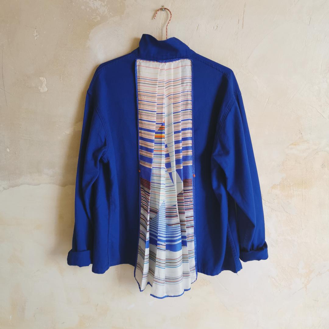 veste bleu de travail vintage revisitée