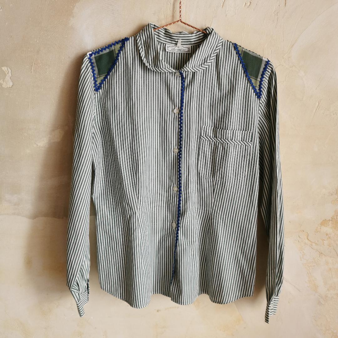 Chemise vintage rayée verte revisitée