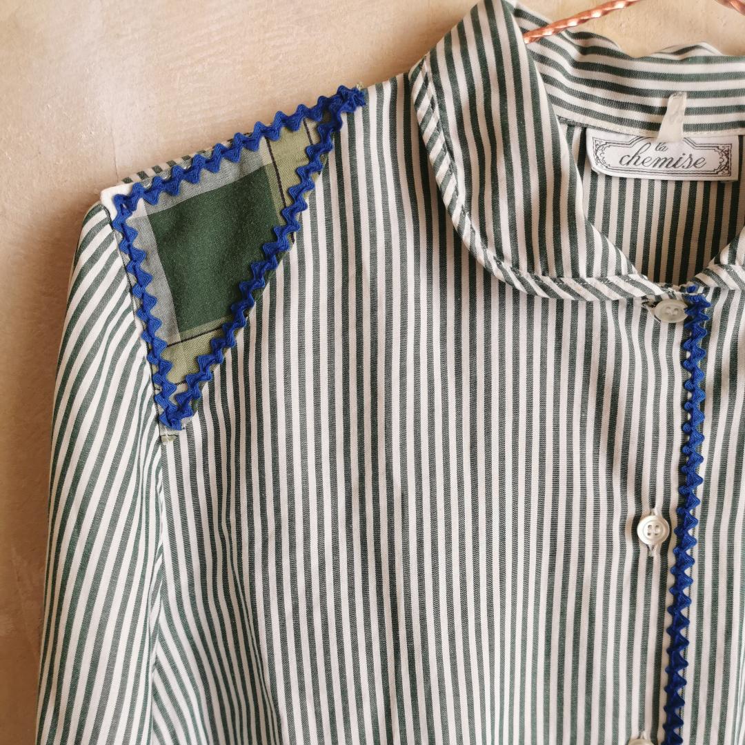 Chemise vintage rayée verte revisitée