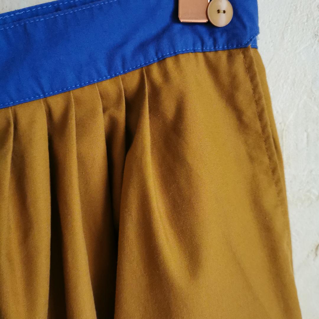 Jupe vintage imprimée marron/bleu