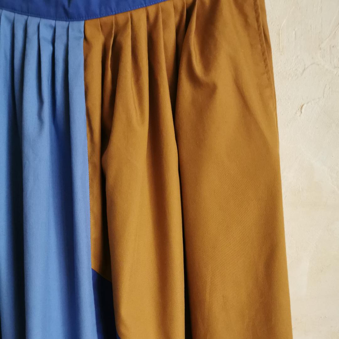 Jupe vintage imprimée marron/bleu