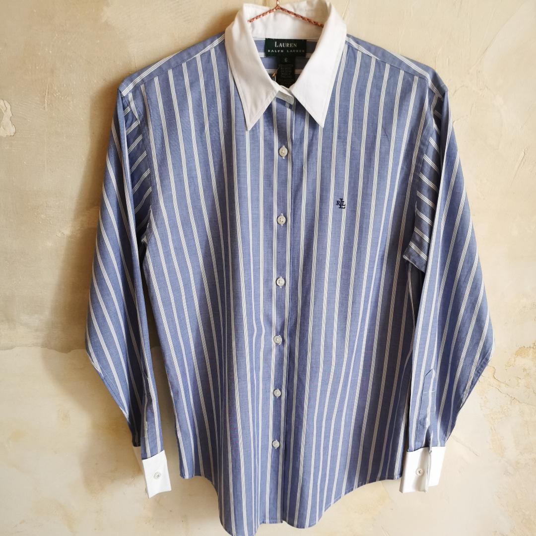 Chemise vintage rayée bleue Ralph Lauren