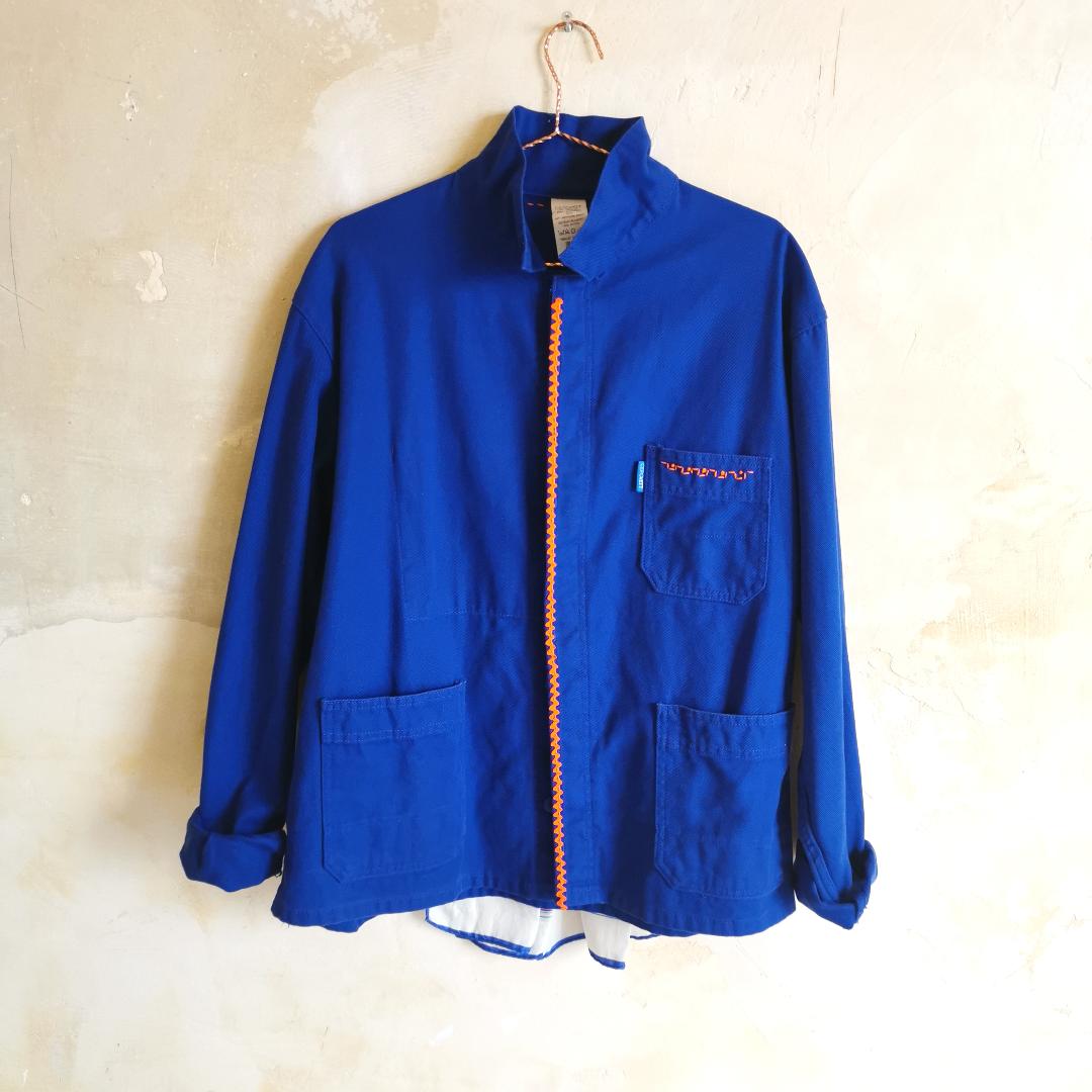 veste bleu de travail vintage revisitée