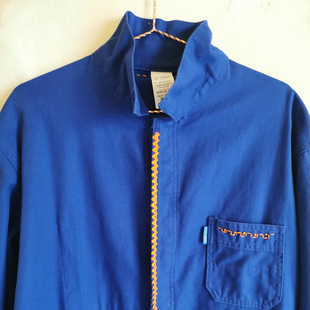 veste bleu de travail vintage revisitée
