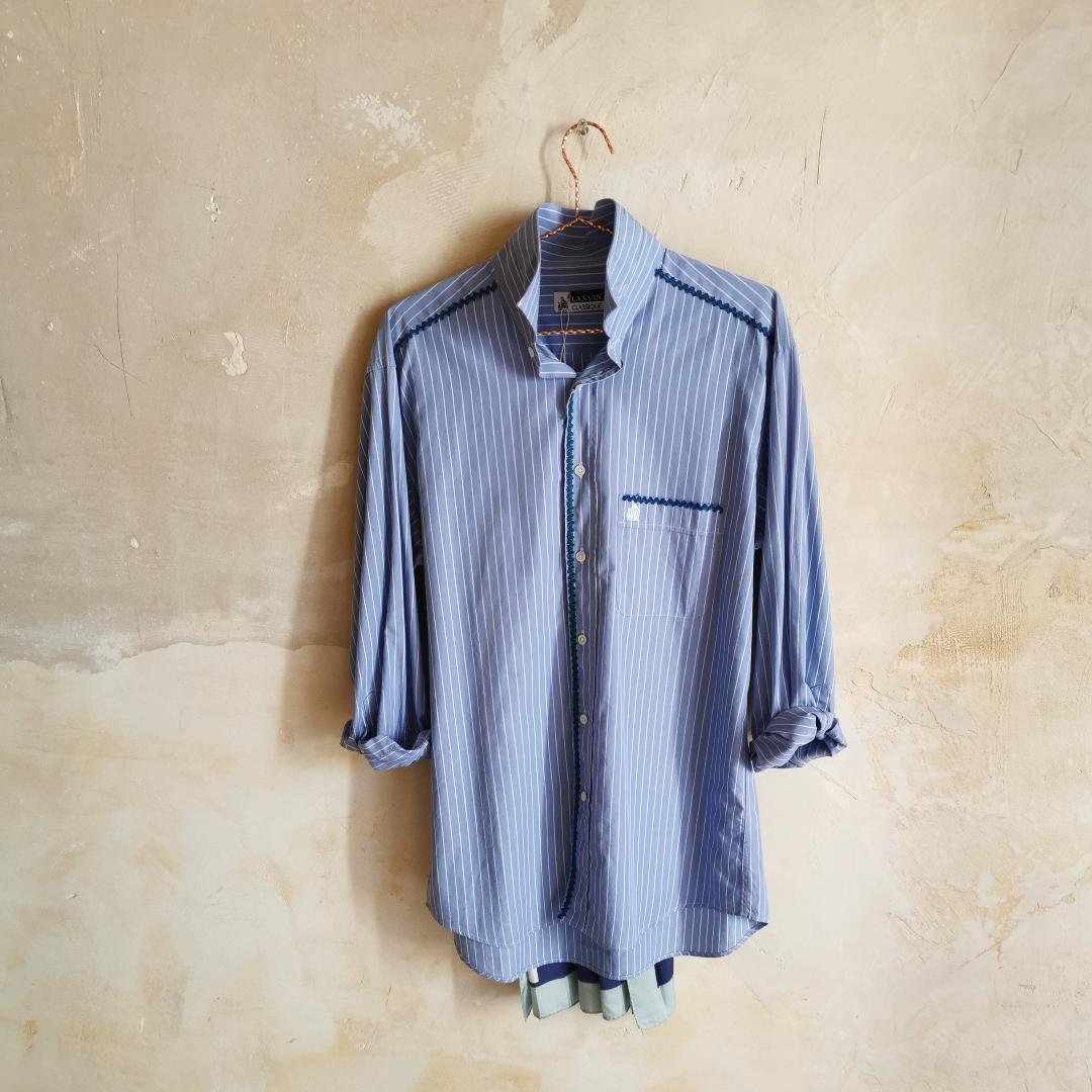 Chemise rayée bleue vintage Lanvin customisée